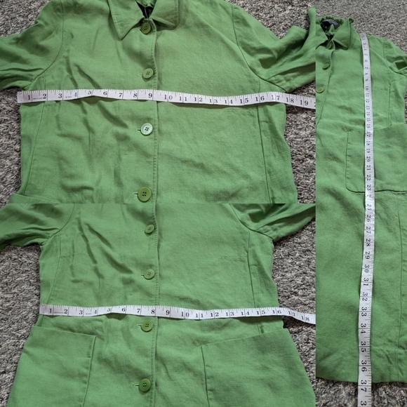Lafayette 148 green linen 1/2 sleeve button up jacket dress 4 - Picture 11 of 11